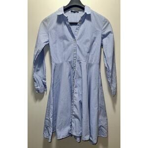 Romeo & Juliet Couture Women’s Medium Blue White Striped Shirt Dress 100% Cotton